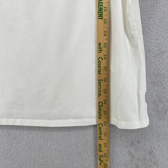 EILEEN FISHER Top L Stretch Organic Cotton Scoop Neck Cap Sleeve Off White USA - Picture 9 of 10